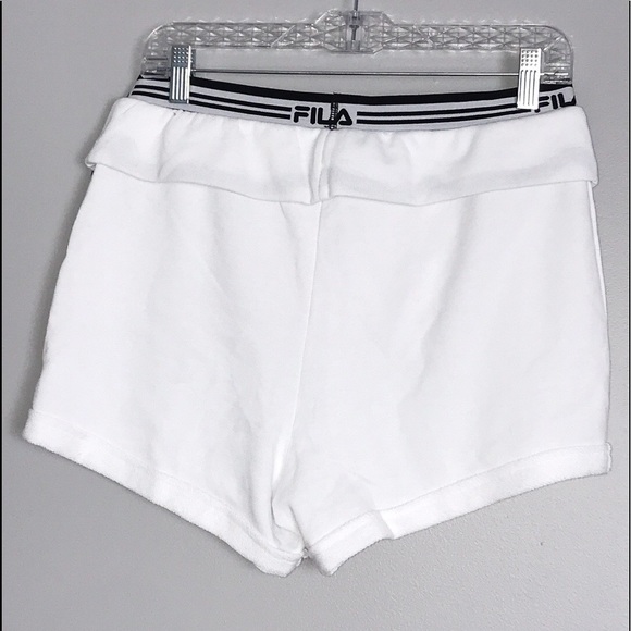 3/$50 FILA ATHLETIC TIE WAIST WHITE BLACK SHORTS - Picture 2 of 8